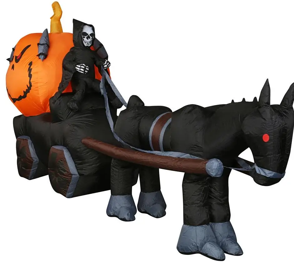 14 FT GRIM REAPER WITH HORSE AND CARRIAGE Inflatable Projection ...