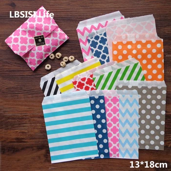 

LBSISI Life 100pcs Colorful Paper Bag Cookie Candy Gift Bags High Quality Food Packing Wedding Party Favor Treat Paper Bags