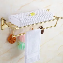 Европейский стиль позолоченный стеллаж для полотенец, позолоченные складные ящики для ванной комнаты, аксессуары для ванной комнаты, J16377