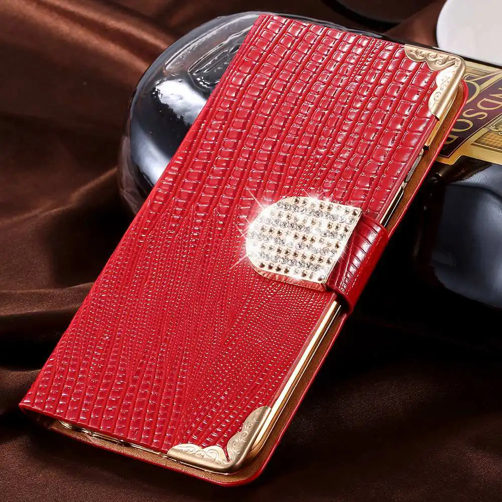 Мягкий PU блестящий чехол для телефона для iPhone 6 6S 7 8 Plus чехол Стразы роскошный кожаный кошелек флип чехол s Fundas кошелек Стильный чехол - Цвет: Red
