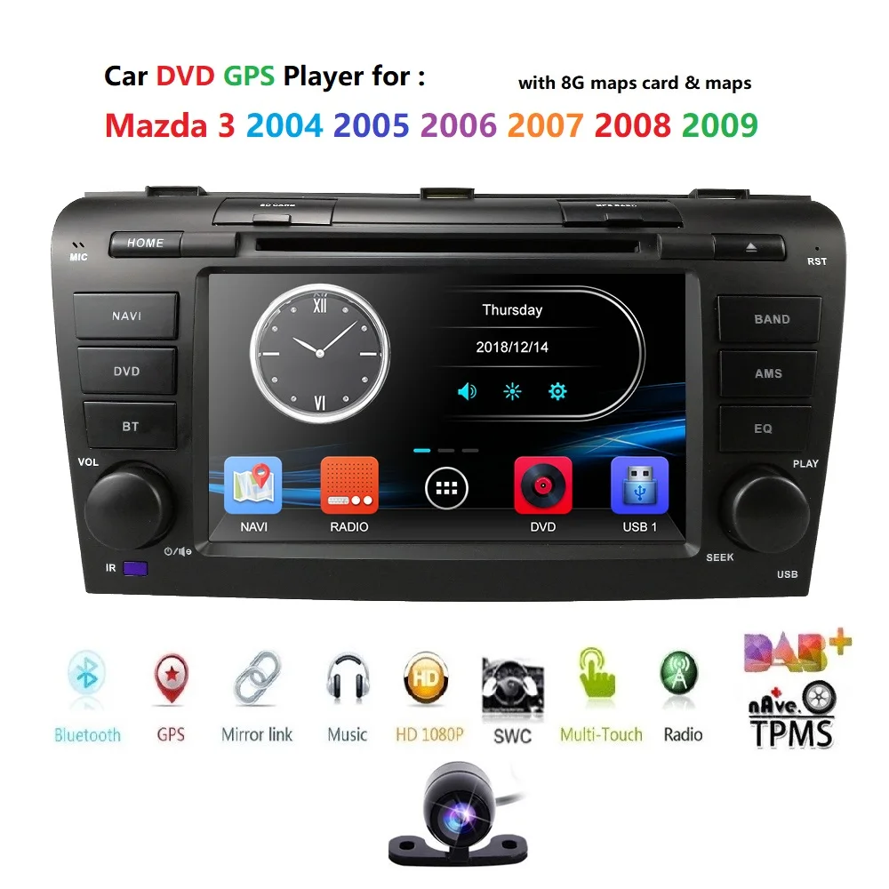 

Free Camera 7" Double 2 Din Car Stereo DVD Player Navigation for Mazda 3 Mazda3 2004-2009 with GPS,Bluetooth,DAB+,USB,SD,SWC CAM