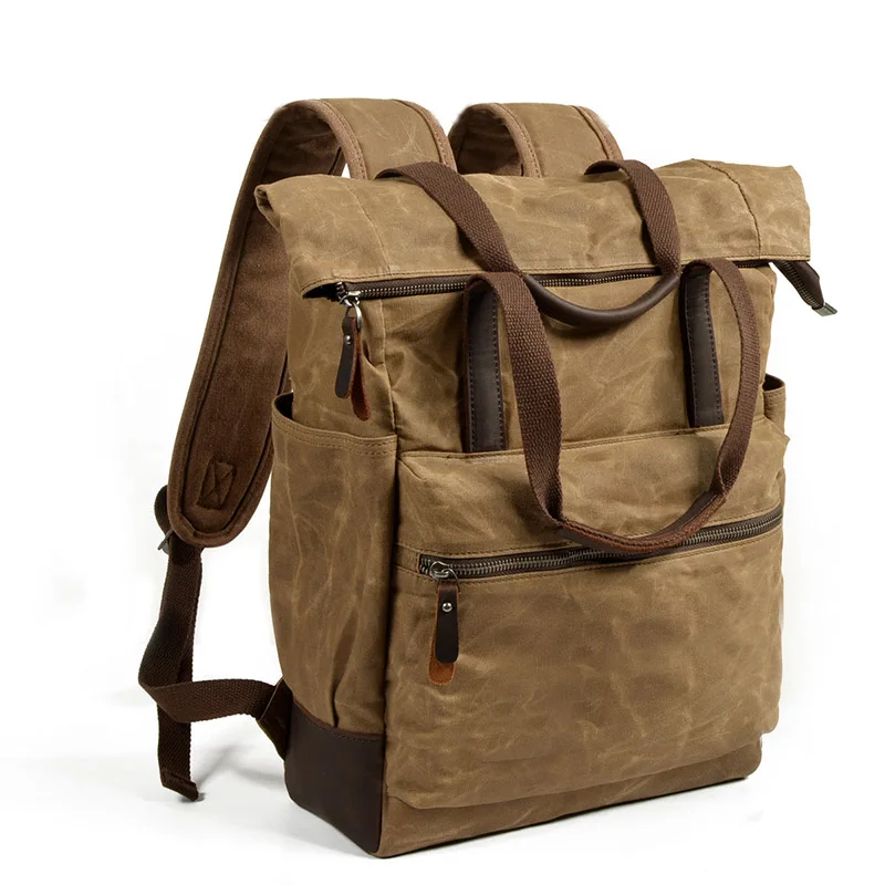 

2019 Men's backpack waterproof canvas bag recreational bag outdoor large capacity backpack retro schoolbag