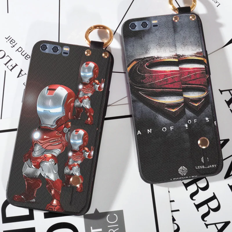 

Wrist Strap Band Cases For Huawei Honor 8 Pro 9 9i 10 Lite Soft Relief Coque Cover For Huawei Honor 7X 8C 8X Max Stand Capa