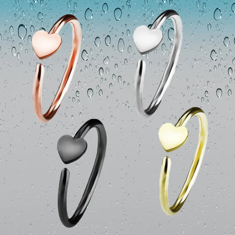

1pc 1.0*8mm Cartilage Heart Nose Piercing Surgical Steel Bendable Hoop Nose Studs Nose Ring Ear Helix Piercing Jewelry Body
