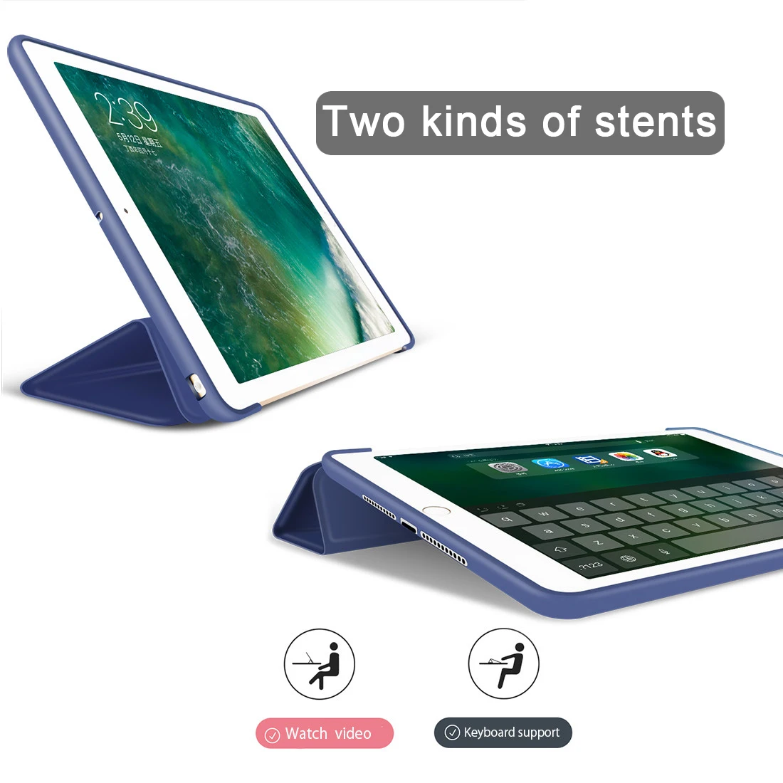 Для iPad 9 7 2018 чехол PU трехслойный умный TPU мягкая задняя подставка для планшетов 6