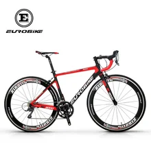 EUROBIKE 700C Road Bike Full Carbon Fiber 50cm Frame Complete Racing Bicycle 16 Speed Claris 2400 Gears