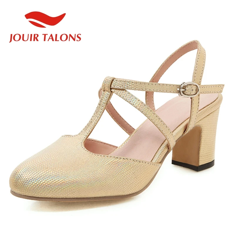 

JOUIR TALONS Summer Sexy Brogue t-strap Prom Dance Big Size 34-46 Fashion Women SHOES Sandals Shoes Woman High Heels Footwear
