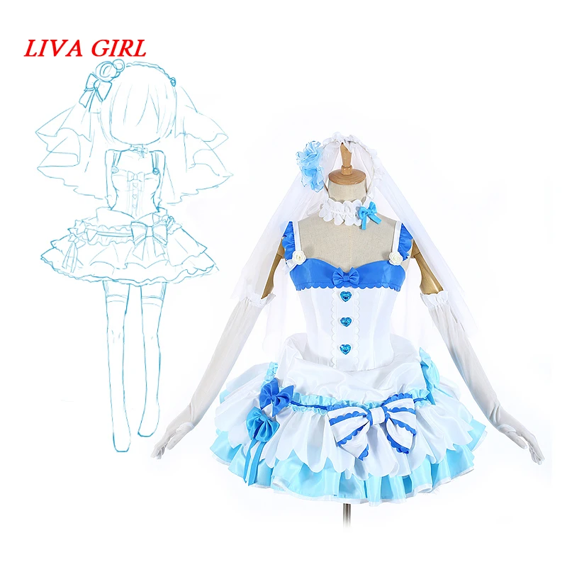 Прекрасный аниме косплей Re:Life in a different world от zero Ram и Rem костюм свадебное платье