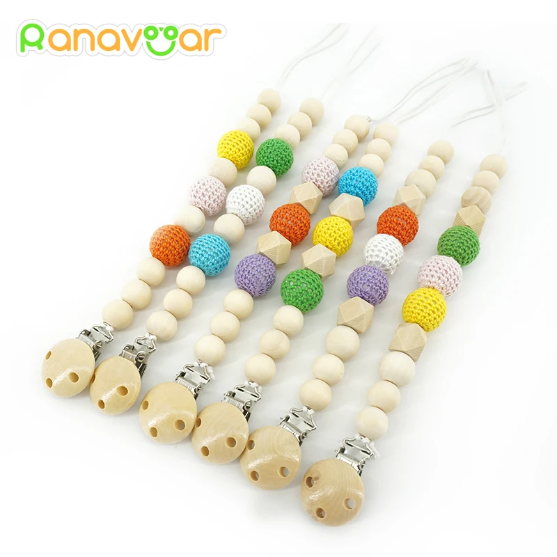 

Natural Pacifier Clips Gift Dummy Handmade Safe Wooden Pacifier Chain Holder Baby Nipple Feeding Garment Wooden Clip NZL06