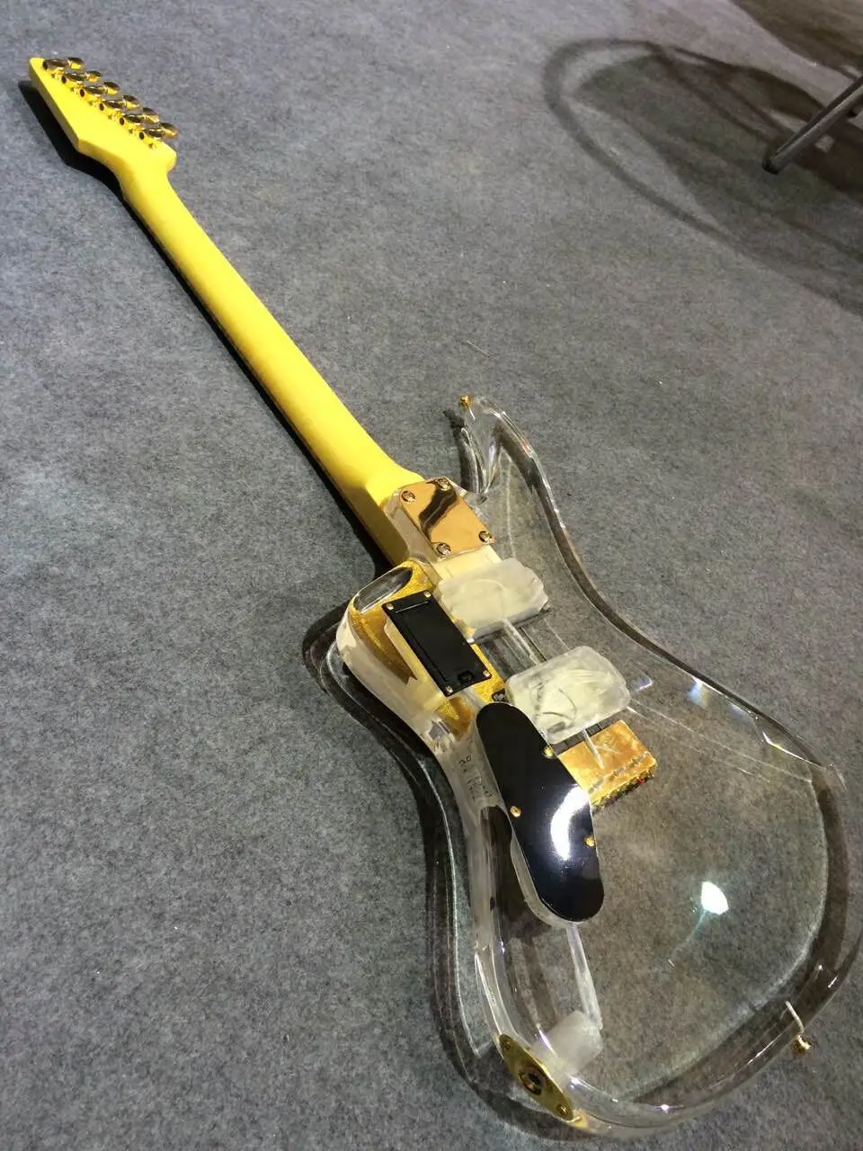 high end crystal body electric guitar with led light abalone inlay
