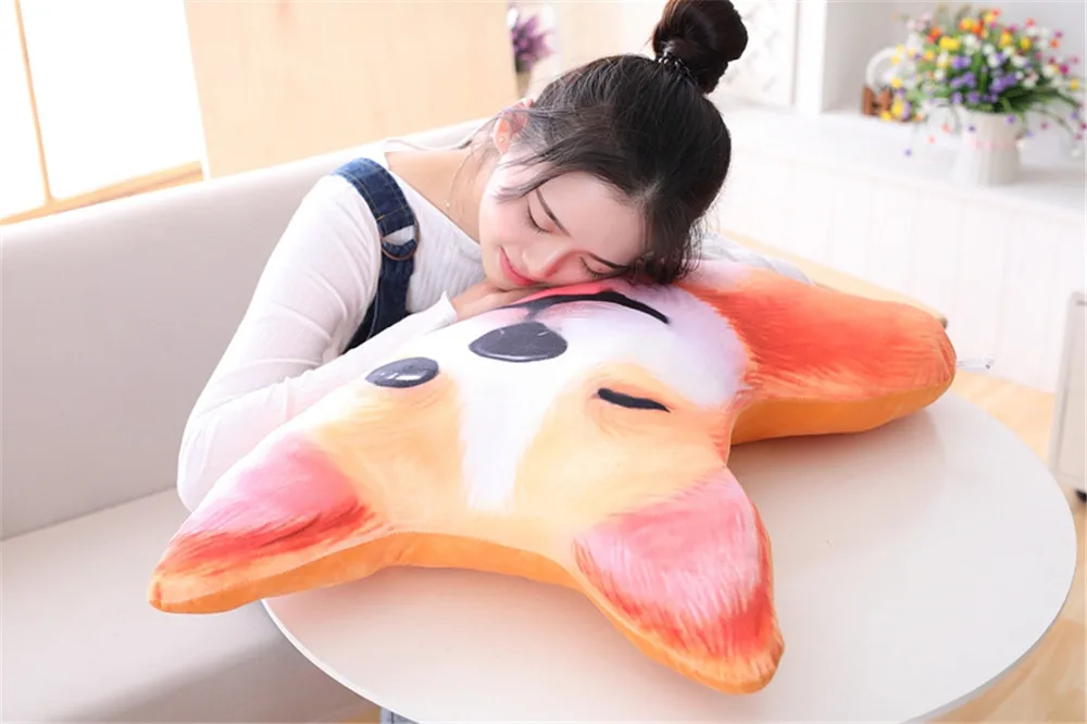 Fancytrader 3D Animal Corgi Plush Pillow Shiba Inu Dogs Toy Cartoon Pomeranian Dachshund Stuffed Doll Creative Decoration 90cm9