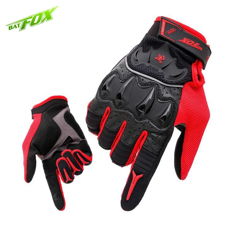 BATFOX Men Cycling Gloves Full Finger Lycra Leather Anti Sweat Touch
