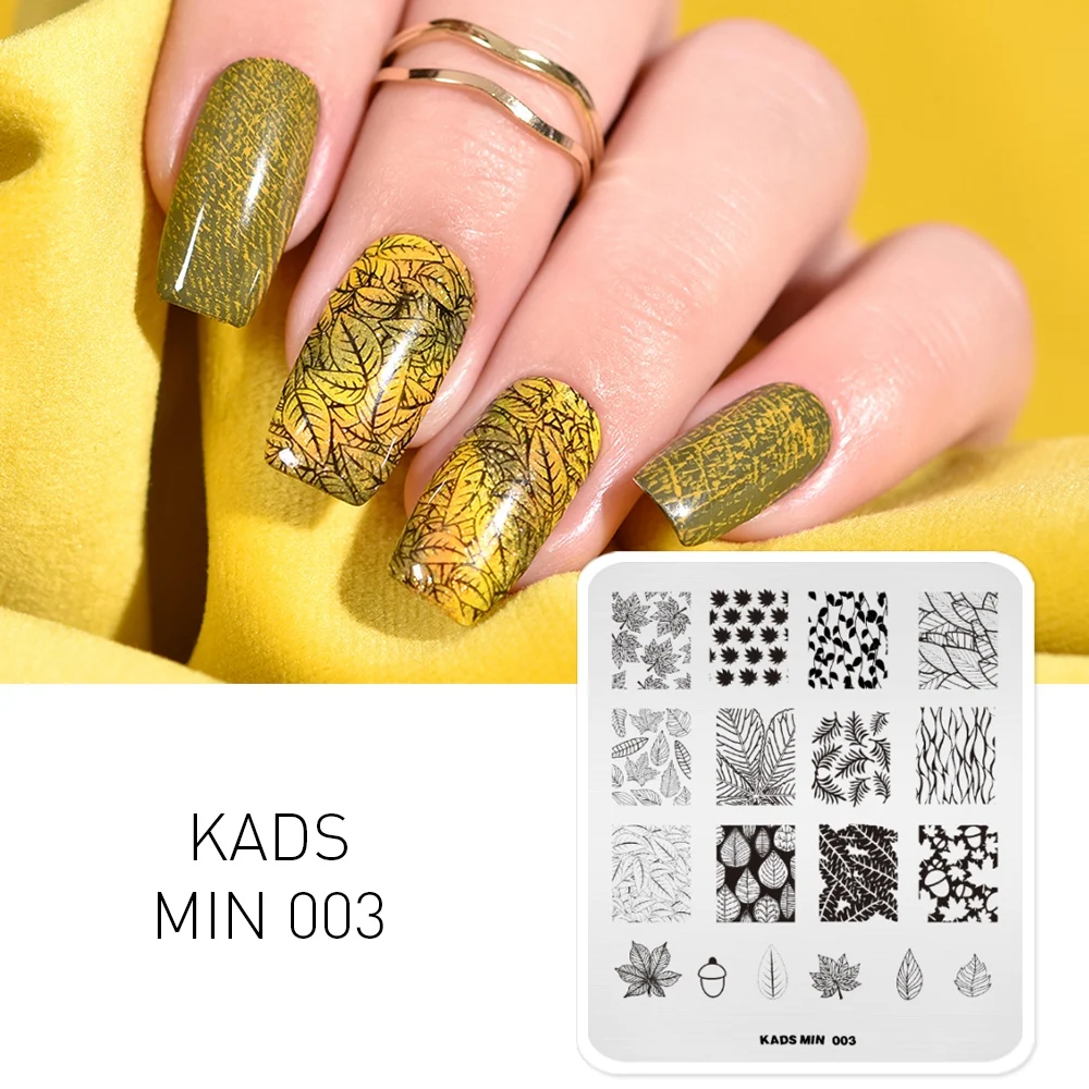 KADS Ногтей Пластины Для Стемпинга листья Печать Шаблоны для Гель Лак искусство