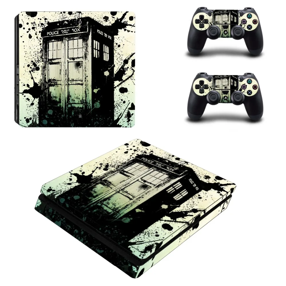 

Police Box Vinyl For PS4 Slim Sticker For Sony Playstation 4 Slim Console+2 controller Skin Sticker For PS4 S Skin