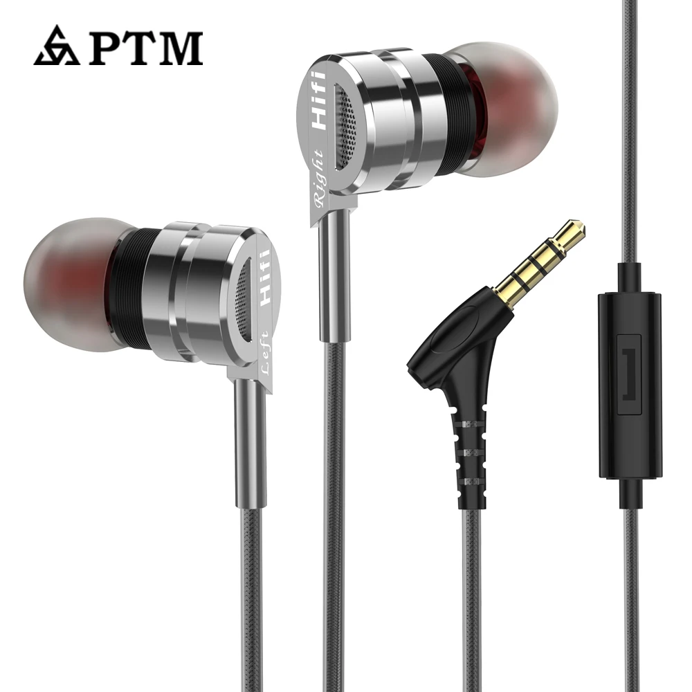 PTM M6 Проводная металлическая гарнитура с супер басами HIFI стерео наушники для