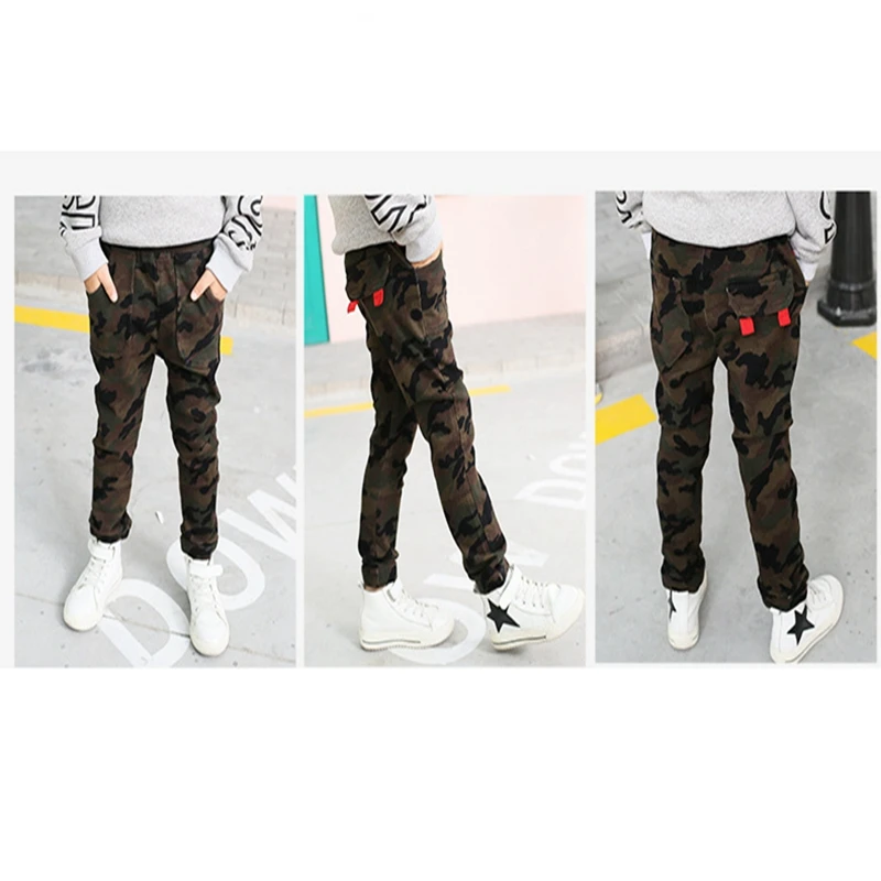 Baby Boys and childrens jeans Pants clothes In the winter Red camouflage Plus sweat pants kids jeans Clothing (4)
