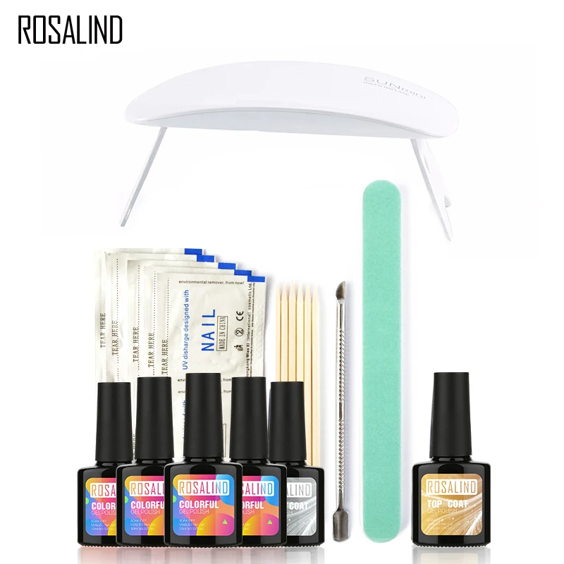 ROSALIND 4 шт. 10 мл УФ гель + верхнее Базовое покрытие SUNmini Комплект лаков для ногтей