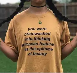 Sugarbaby You Are Brainwashed into Social Activist футболка с коротким рукавом модная футболка с вырезом лодочкой унисекс желтая модная футболка