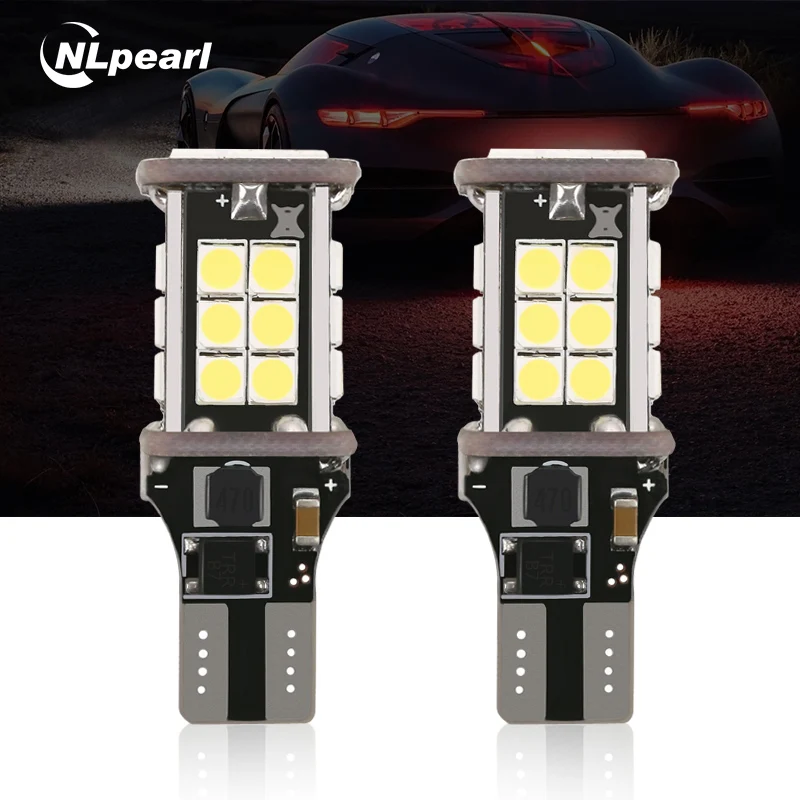 NLpearl 2x10 W сигнальные лампы T15 светодиодные лампы 24 3030SMD Резервное копирование заповедник лампочки W16W привело Canbus авто Стоп 6000 K белый красный