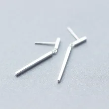 По-настоящему. 925 стерлингового серебра в виде геометрических фигур прямая планка длинные сережки уха для женщин вечерние GTLE666