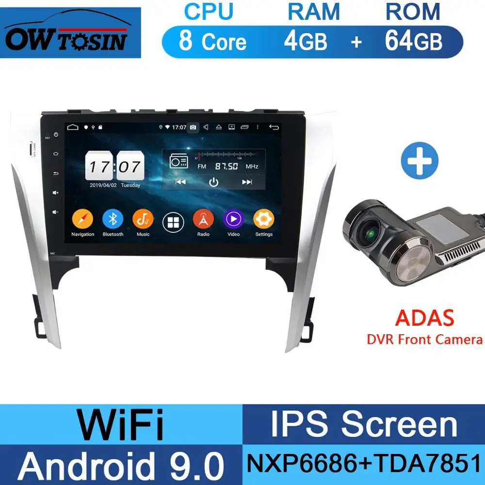 10," ips Восьмиядерный 4G+ 64G Android 9,0 автомобильный DVD мультимедийный плеер для Toyota Camry 2012 2013 gps компактное минирадио CarPlay Parrot BT - Цвет: 64G Adas Camera