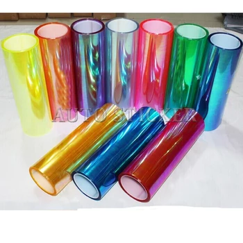 

30CM Width 10 Colors Car Color-Changing Film 1PC Car Styling Chameleon Headlight Taillight Vinyl Tint Sticker Light Film Wrap