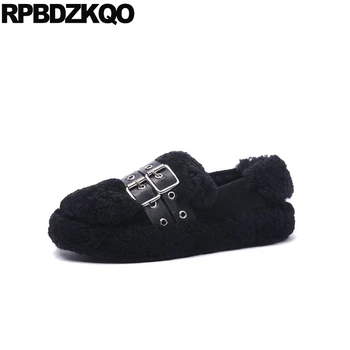 

round toe china ladies latest flats loafers beautiful chinese rubber sole slip on fur designer shoes women luxury 2018 black