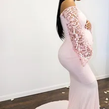 Элегантные с открытыми плечами Розовый Русалка красивые платья для беременных для пуловер для беременных рукава большого размера в африканском стиле вечернее формальное платье