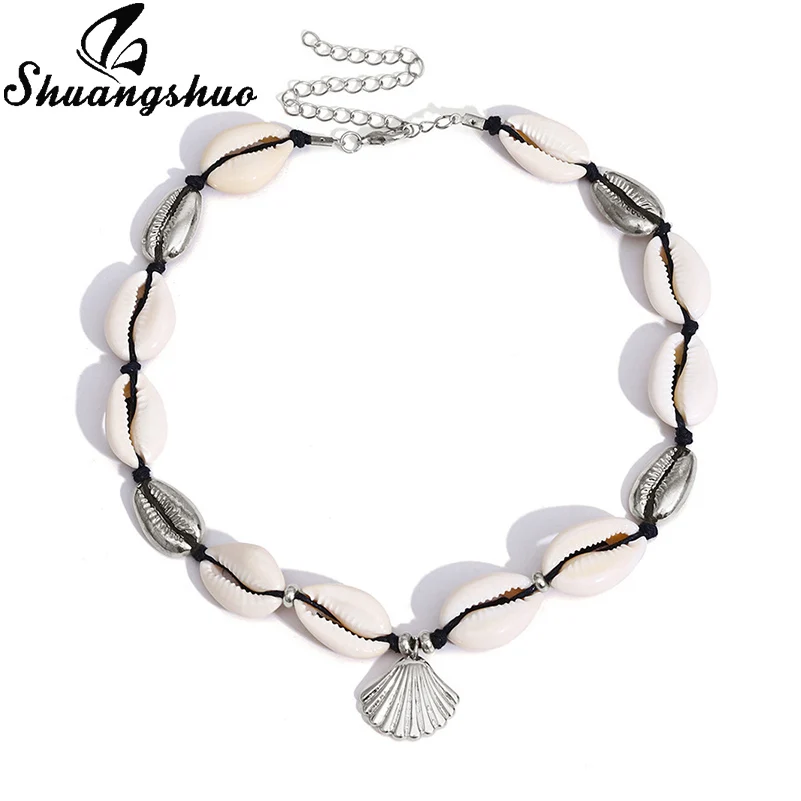 Shuangshuo, модное женское ожерелье, натуральная Золотая оболочка, Cowrie ожерелье s для женщин, колье, Seashell, ювелирные изделия, летние пляжные подарки