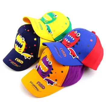 

2019 New Baby boy and girl hats children's color matching cartoon small dinosaur baseball caps kids snapback photography props