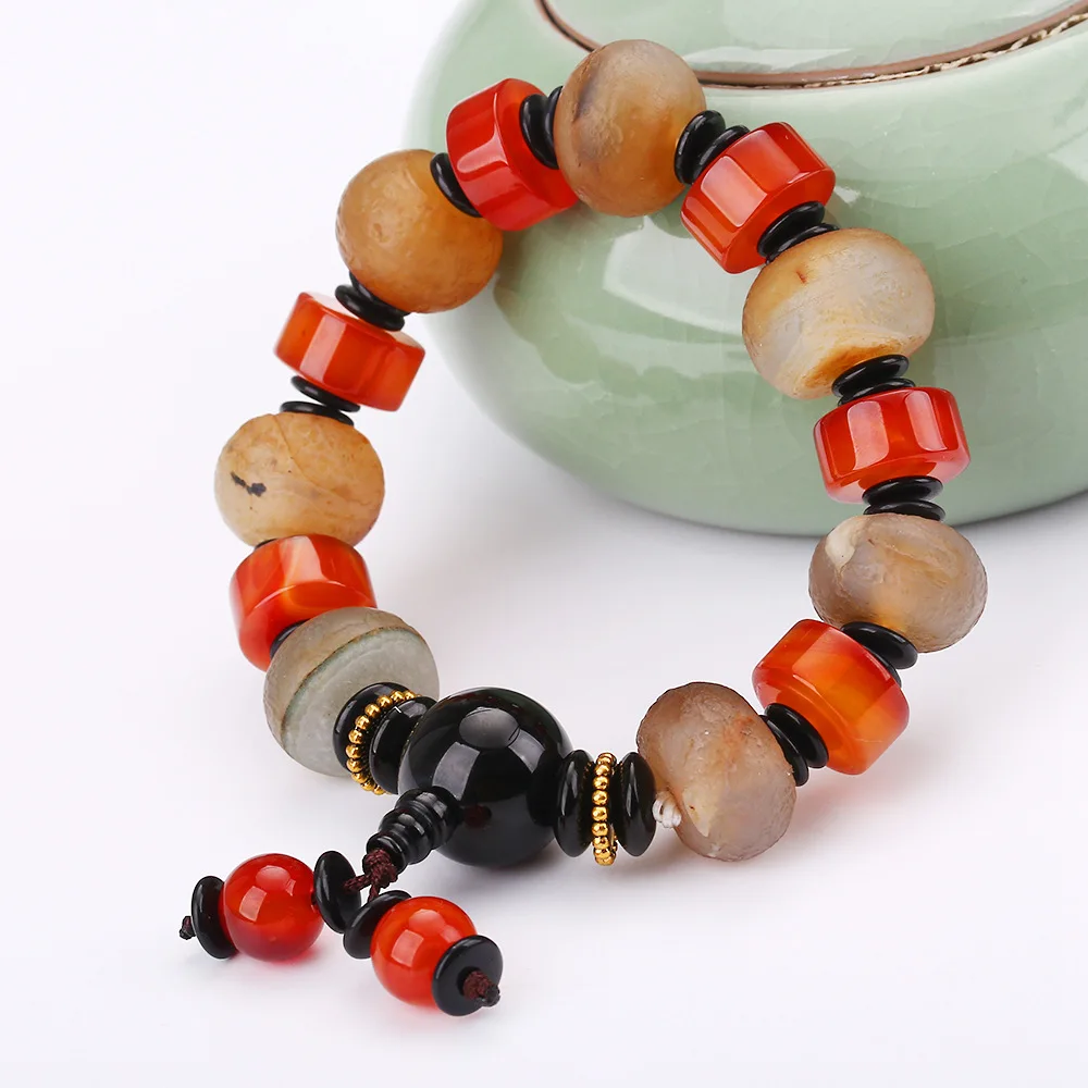 

Original Agate 100% Natural Gemstone Round Amber Bracelet Quartz Agate Stone Customized Fine Jewelry Lucky Lover Transfer Beads