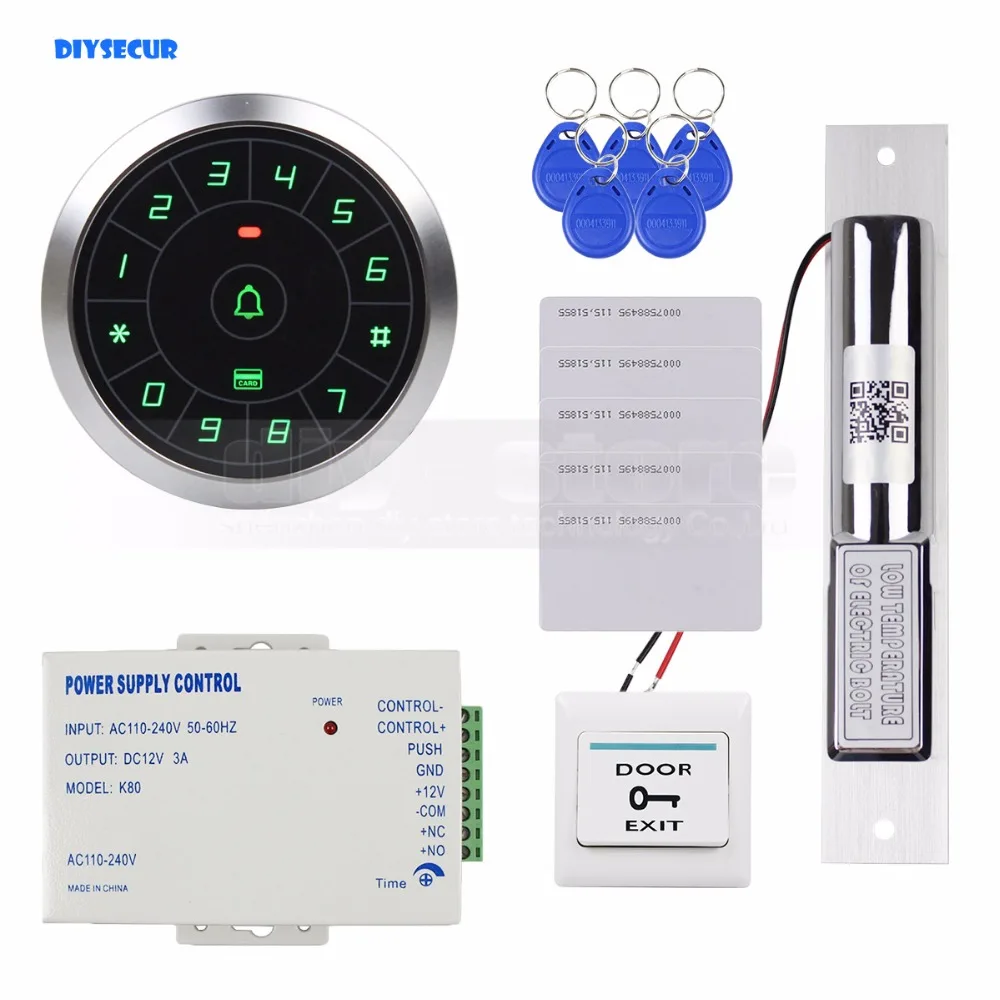 DIYSECUR Access Control System 8000 Users 125KHz RFID Reader Password Keypad + Electric Drop Bolt Lock Door Lock Security Kit DIYSECUR Access Control System 8000 Users 125KHz RFID Reader Password Keypad + Electric Drop Bolt Lock Door Lock Security Kit