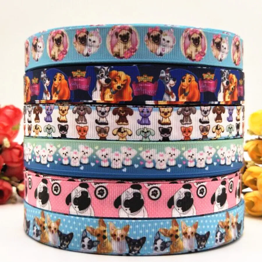 

5/8 16mm Cartoon ribbon 10 yards DIY hair bow material dog collar traction rope gift package Grosgrain ribbons