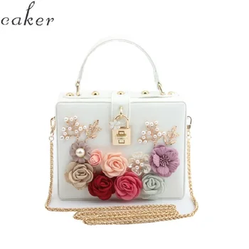 

Caker Brand 2020 Women Beaded Flower Fashion Shoulder Crossbody Bags with keyDay Clutches Bags Fast Shipment