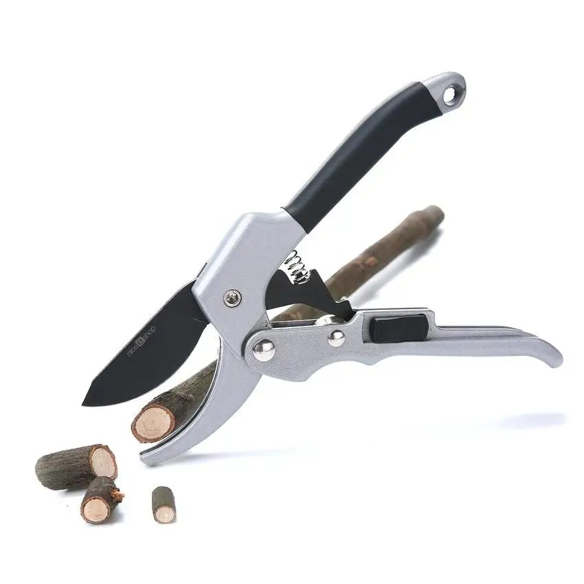 

20cm Ratchet Garden Scissor Hand pruner anvil Branch Shear pruning cut secateur Shrub Orchard tool Plant trim horticulture
