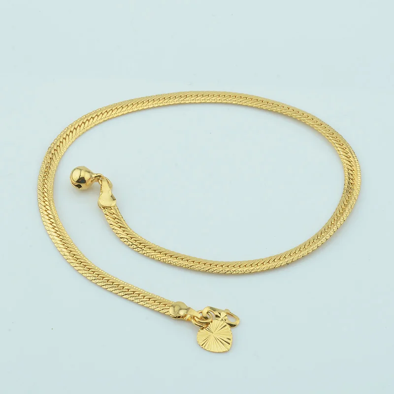 

1pcs 4mm Womens Girls Yellow Gold Color Snake Herringbone Anklets Chains Jewelry 27cm
