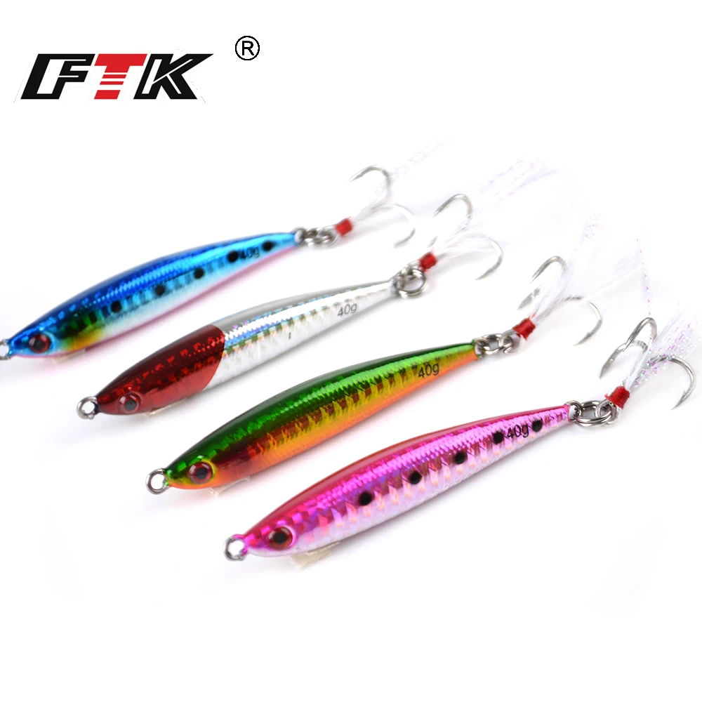 

FTK 1pcs Minnow Lure Fishing Spoon Hard Lure Sea Fishing Pesca Artificial Jig Wobblers Crankbait Fishing Tackle 20g 40g 60g 25