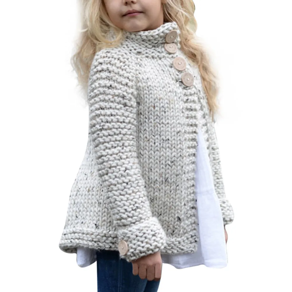 

Girls Solid Color Sweater Z Knit Cardigan Jacket Grey Round Neck Jacket Fashion Autumn Winter Long Sleeve Top Escudo YL-NEW