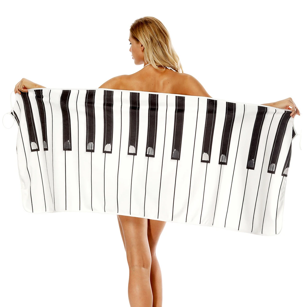 

Piano Keys Printing Sling Bath Towel Bathroom Super Absorbent Quick-drying Beach Towel Outdoor Adult Women Man Movement Towels