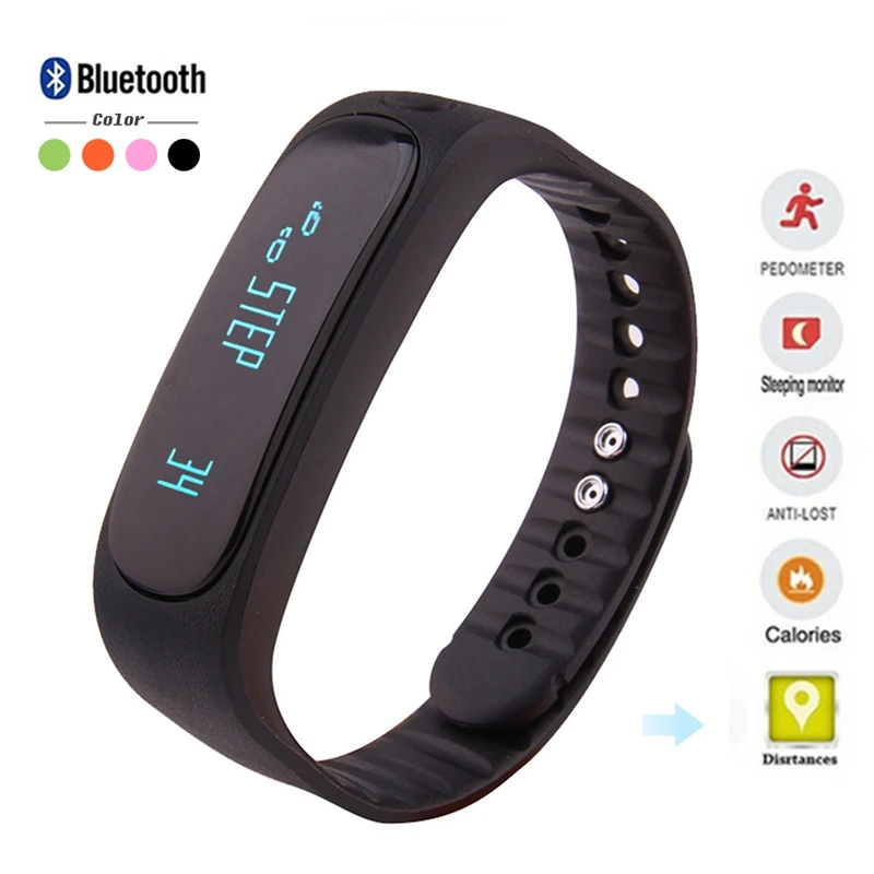 E02 Fashion Bluetooth font b Smart b font Bracelet Anti Lost Sports Sleep Monitor Call SMS
