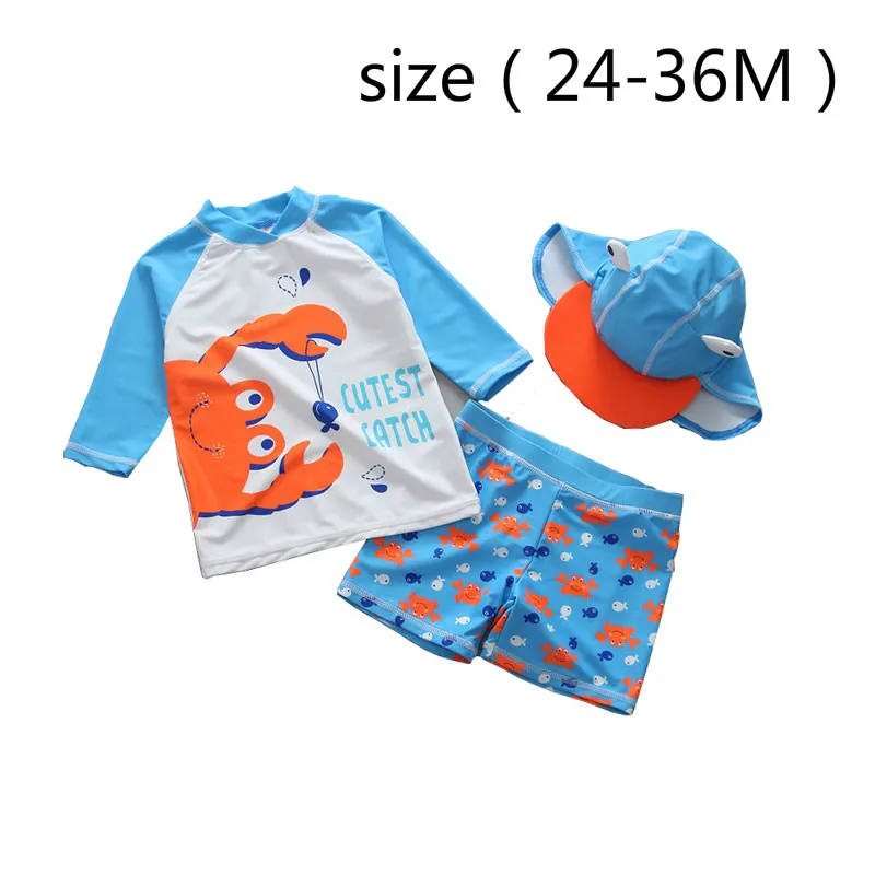 size24-36M Dollplus летний купальник для маленького мальчика детская одежда для пляжа купальный костюм для мальчика купальный костюм 3 предмета купальник - Цвет: size24-36M