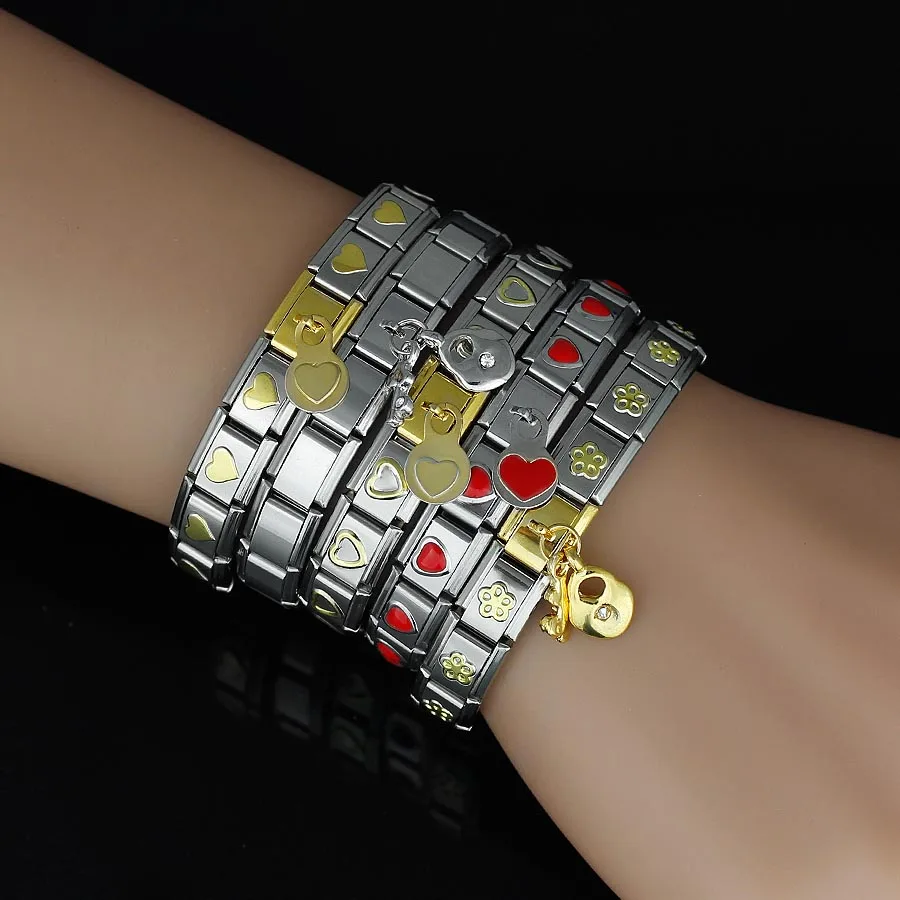 

Bracelets For Women Men Bracelet Charm Chain 2019 New Fashion Heart Lock key Bracelets Bangles Stainless Steel Jewelry Wholesale
