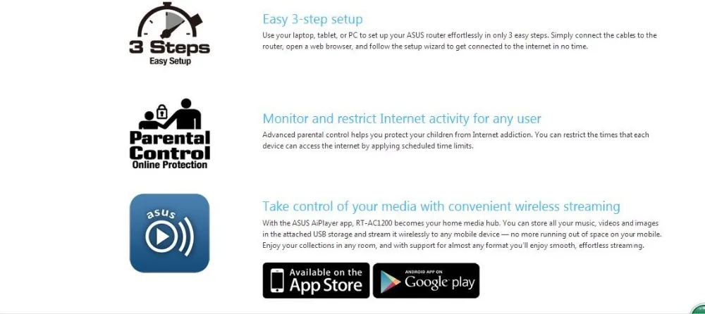Двухдиапазонный Wi-Fi роутер ASUS AC1200 с четырьмя антеннами 5 дБи и родительским контролем