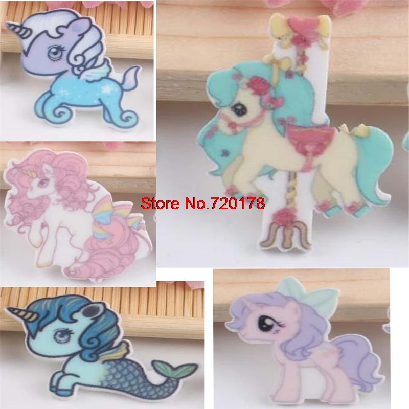 

Cartoon Unicorn my little pony mermaid Acrylic flatback planar resin diy decoration crafts DIY handmade materials ALRET1408-3