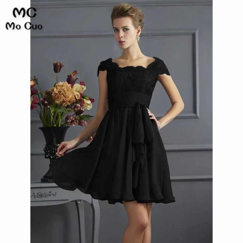 A-Line Scoop Lace Short Chiffon Bridesmaid Dresses546