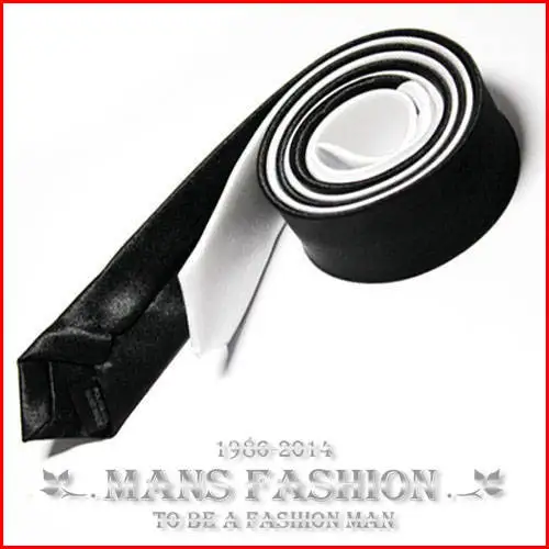 2014 Fashion Leisure Solid Color Real Silk Ultra Narrow (7cm-) Arrow Type 3.5cm Black And White Neckties | Аксессуары для одежды