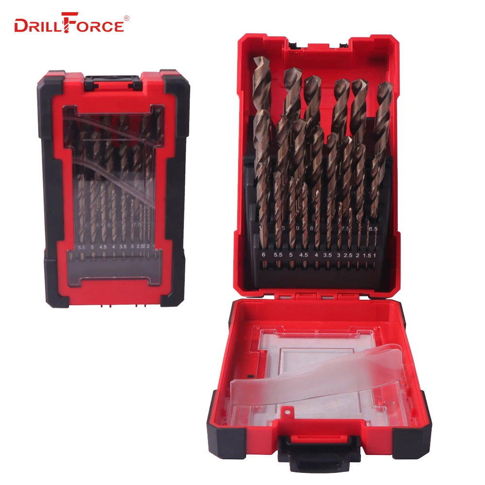 DRILLFORCE 25PCS HSSCO Cobalt Drill Bit for Hardened Metal & Stainless