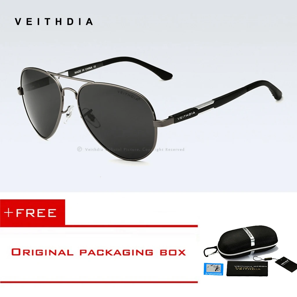 Бренд VEITHDIA, поляризационные мужские солнцезащитные очки, дизайнерские, алюминий, магний+ сплав, мужские очки для вождения, солнцезащитные очки, мужские очки - Цвет линз: Gun Gray