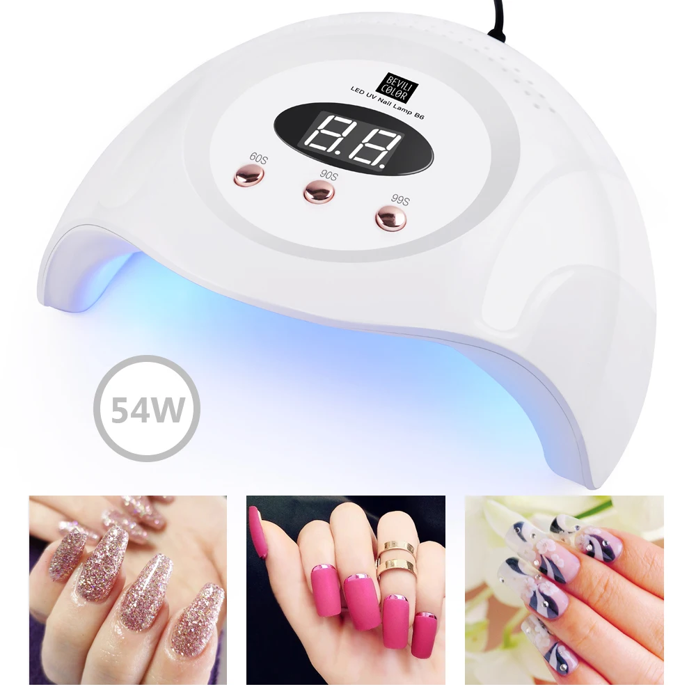 

54W UV Nail Lamp Quick-drying LED UV Nail Drying Lamp with 3 Timer Setting LCD Display For Manicure Gel Nail Drying Lamp