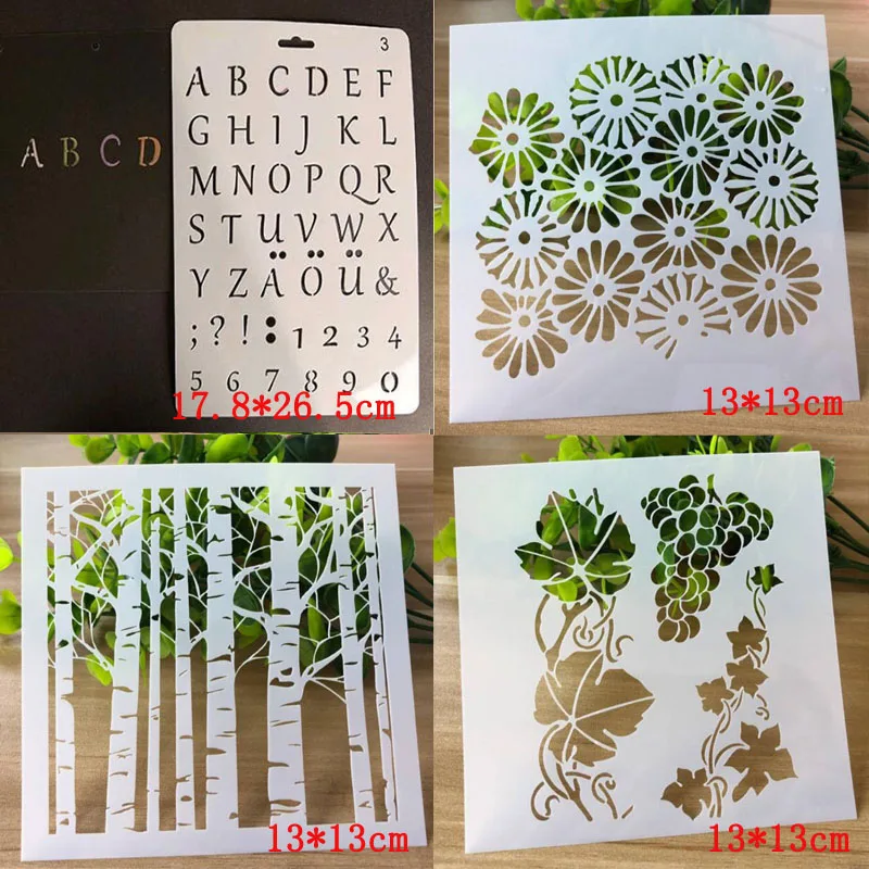 

4pcs/set Templates Letters And Numbers Bullet Journal Templates Painting Stencils For Scrapbooking Album Decor Template Reusable